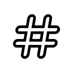 Hashtag icon. Hashtag symbol. Social Media icon. Vector illustration. linear black hashtag logo. concept of communication sign or customer experience. minimal style trendy simple hash tag