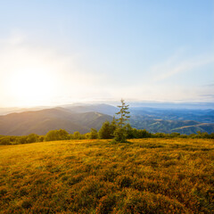 view from mount top at the sunset, outdoor travel scene