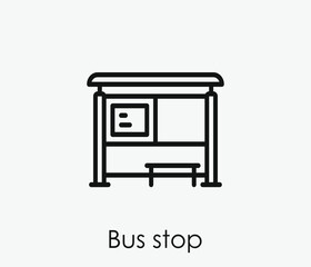 Bus stop vector icon.  Editable stroke. Linear style sign for use on web design and mobile apps, logo. Symbol illustration. Pixel vector graphics - Vector