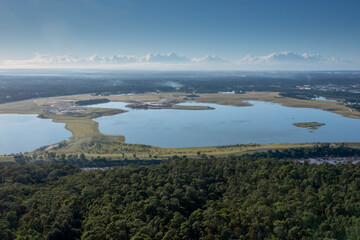 Aerial view of the Nepean River and Penrith Lakes in Sydney in Australia