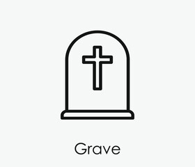 Obraz premium Christian grave vector icon. Editable stroke. Linear style sign for use on web design and mobile apps, logo. Symbol illustration. Pixel vector graphics - Vector