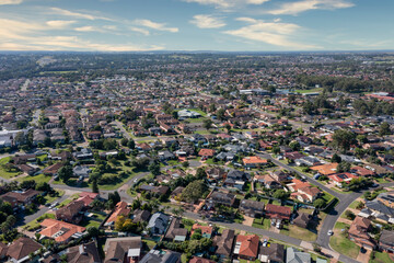 Aerial view of the suburb of Glenmore Park in greater Sydney in Australia