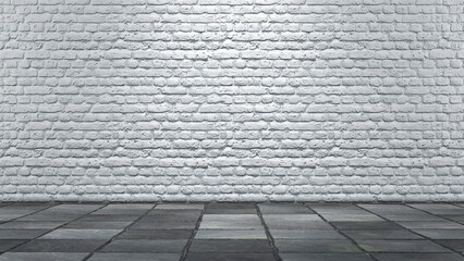White brick wall background. 3d illustration