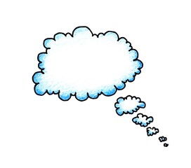 The drawing of the Thought is made with colored pencils and black liner.