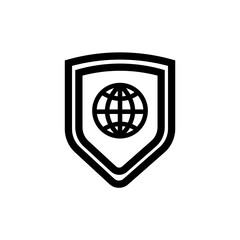 Internet Protection Icon Vector Design Template. Globe and Shield Symbol.