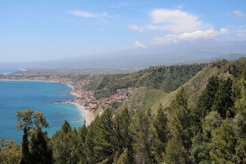 Fototapeta na wymiar Landscape around Taormina on the Mediterranean Sea, Sicily Italy
