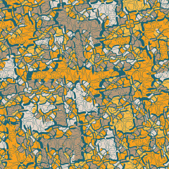 Fototapeta na wymiar A yellow abstract shapes seamless vector pattern
