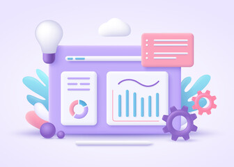 Business intelligence concept, 3d vector illustration.