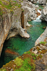 Fototapeta na wymiar Natural beauty: The Verzasca valley river in Ticino
