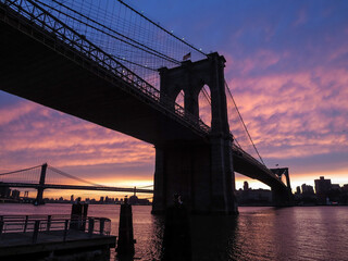 The Brooklyn and Manhattan Bridges at dawn