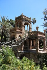 Public park Villa comunale in Taormina at Sicily, Italy