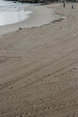 beautiful sand beach in Portugal in autumn with two person