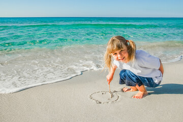 happy child by the sea in the open air