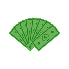 Dollar bills icon. Dollar banknotes fan. Vector illustration.