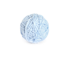 Soft light blue woolen yarn isolated on white