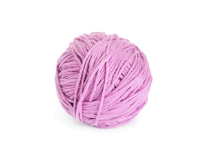 Soft lilac woolen yarn isolated on white