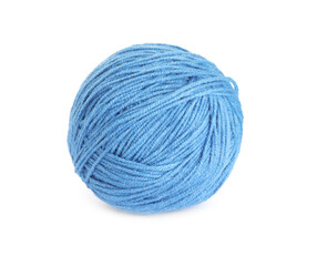 Soft light blue woolen yarn isolated on white