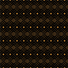 Geometric of diagonal lines and square pattern. Design ethnic style gold on black background. Design print for illustration, texture, wallpaper, background.