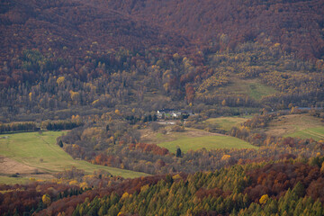 Autumn view at Wolosate village from Tarnica in Polish Bieszczady Mountains © Daniel Sztork