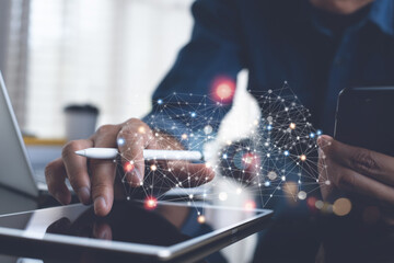 Cloud computing, data transfer, internet network technology, digital marketing, business...