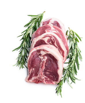 Raw Fresh Lamb Chops Isolated On White