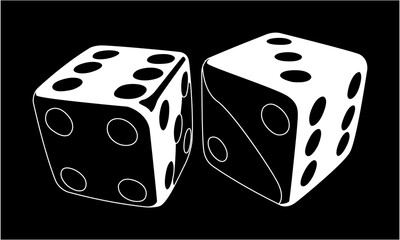 dice white on black background