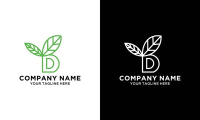 letter D leaf logo vector	