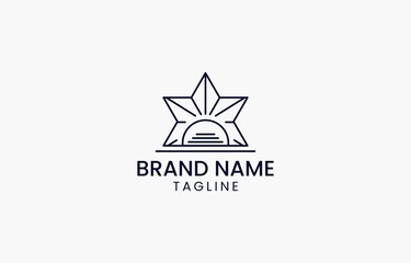 Obraz premium Vector of Star Sun Logo Line Art Design Template