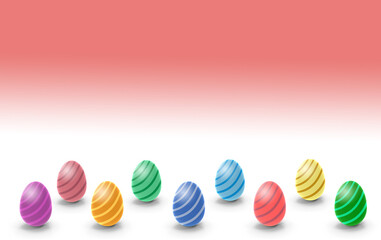 Obraz premium curved stripes easter eggs in rainbow colors with white and pink gradient background