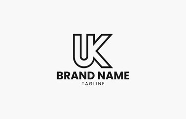 Letter UK U K Monogram Logo Design Vector Template