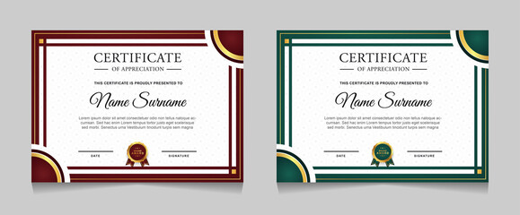 Set of certificate of achievement border design templates with elements of  luxury gold badges and modern line patterns. vector graphic print layout can use For award, appreciation, education