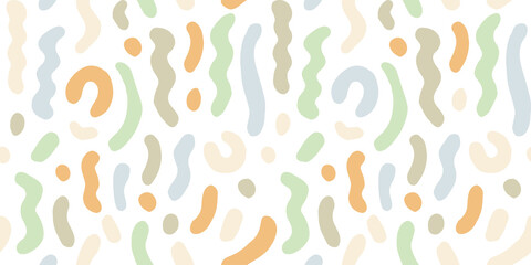 Jelly worms. Cute flat background for baby clothes, bed linen, packaging. Hand drawing in colored Doodle style. Vector illustration. Vector EPS 10