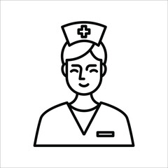 Obraz premium Nurse vector icon. Illustration isolated on white background for graphic and web design. color editable