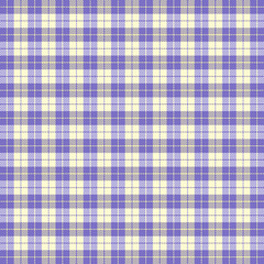 Easter Tartan plaid. Scottish pattern in violet and yellow cage. Scottish cage. Traditional Scottish checkered background. Seamless fabric texture. Vector illustration