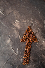 coffee bean arrow on black base market concept