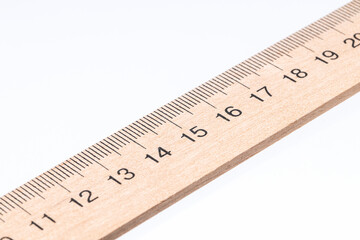 wooden ruler isolated on white background. measure school tool cut out