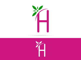 Letter H flower logo design. Vector combination of floral and letter