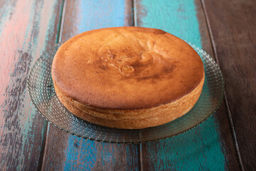 Manioc cake with rustic wood background