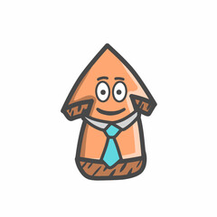 Cute Arrow Character Mascot Flat Cartoon Emoticon Vector Design Illustration