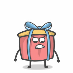 Cute Gift Character Mascot Flat Cartoon Emoticon Vector Design Illustration