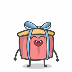 Cute Gift Character Mascot Flat Cartoon Emoticon Vector Design Illustration