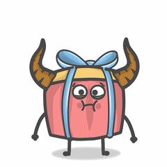 Naklejka premium Cute Gift Character Mascot Flat Cartoon Emoticon Vector Design Illustration