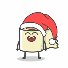 Cute Toilet Paper Character Mascot Flat Cartoon Emoticon Vector Design Illustration