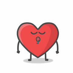 Cute Heart Character Mascot Flat Cartoon Emoticon Vector Design Illustration