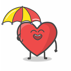 Cute Heart Character Mascot Flat Cartoon Emoticon Vector Design Illustration
