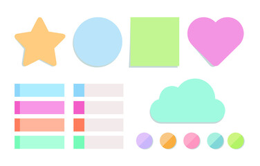 Pastel memo sticker frame illustrations set.