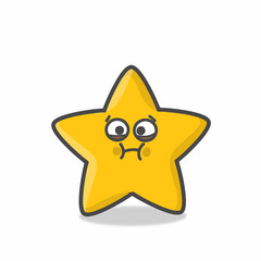 Cute Star Character Mascot Flat Cartoon Emoticon Vector Design Illustration