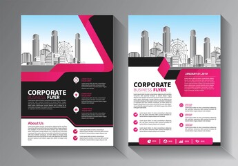 Business abstract vector template. Brochure design, cover modern layout, annual report, poster, flyer in A4 with colorful triangles, geometric shapes for tech, science, market with light background