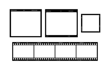 Photo and movie film blank frame illustrations set. - obrazy, fototapety, plakaty