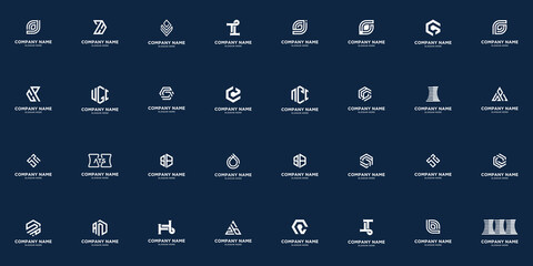 Collection of abstract monogram logo technology lettering designs, Set of abstract initial a-z.monogram logo design, icons for business of luxury, elegant and random